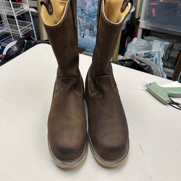 Iron Age Mens Brown Leather Work Boots Steel Toe Waterproof Size 9M - Picture 1 of 8